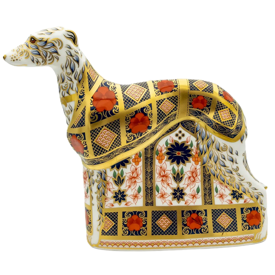 Royal Crown Derby Imari SGB Lurcher Paperweight Charterwells