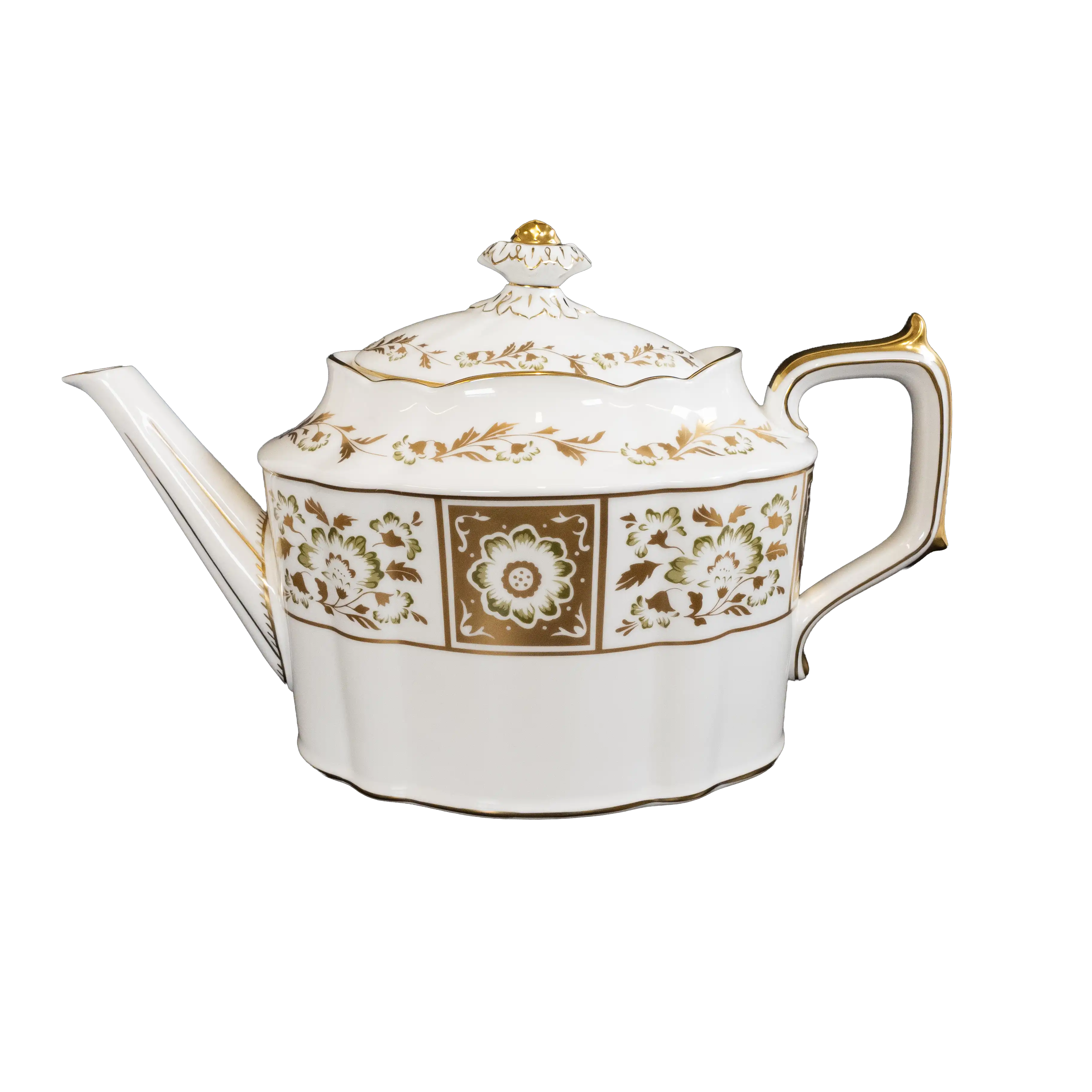Royal Crown Derby Green Panel Teapot Large - Charterwells