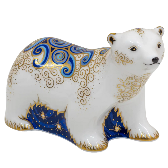 Royal Crown Derby Polar Bear Aurora & Polar Bear Cub Standing