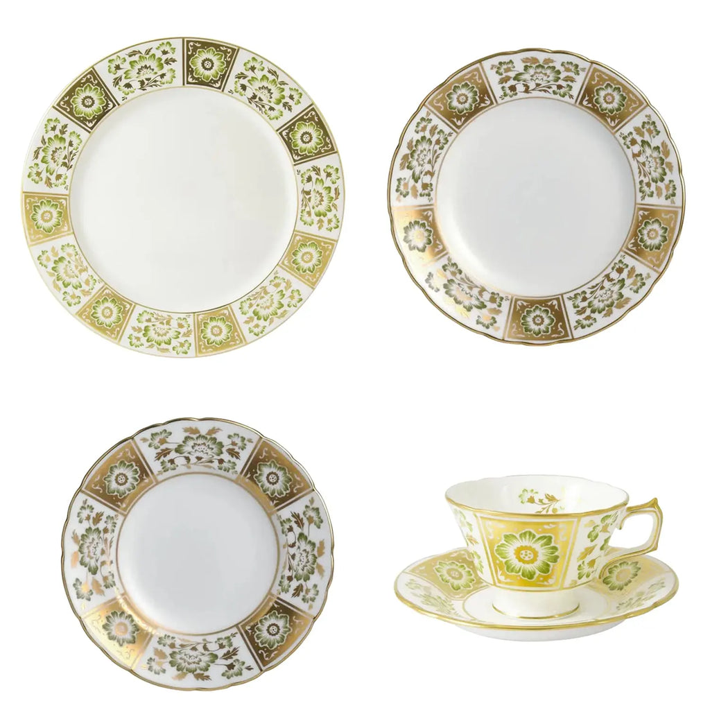 Royal Crown Derby Green Panel 30pc Dinner Set (1) Charterwells