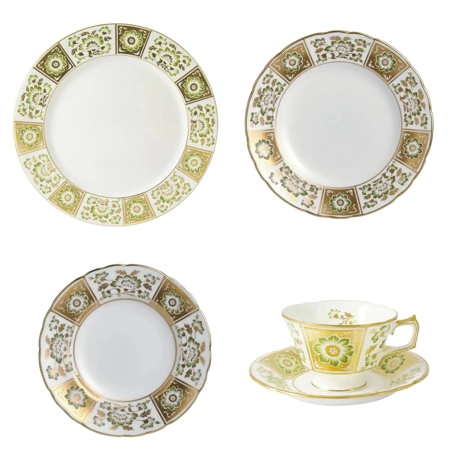 Royal Crown Derby Green Panel 30pc Dinner Set (1) Charterwells