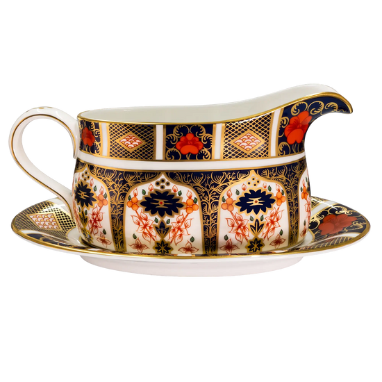 Royal Crown Derby Imari 1128 Gravy Sauce Boat & Stand
