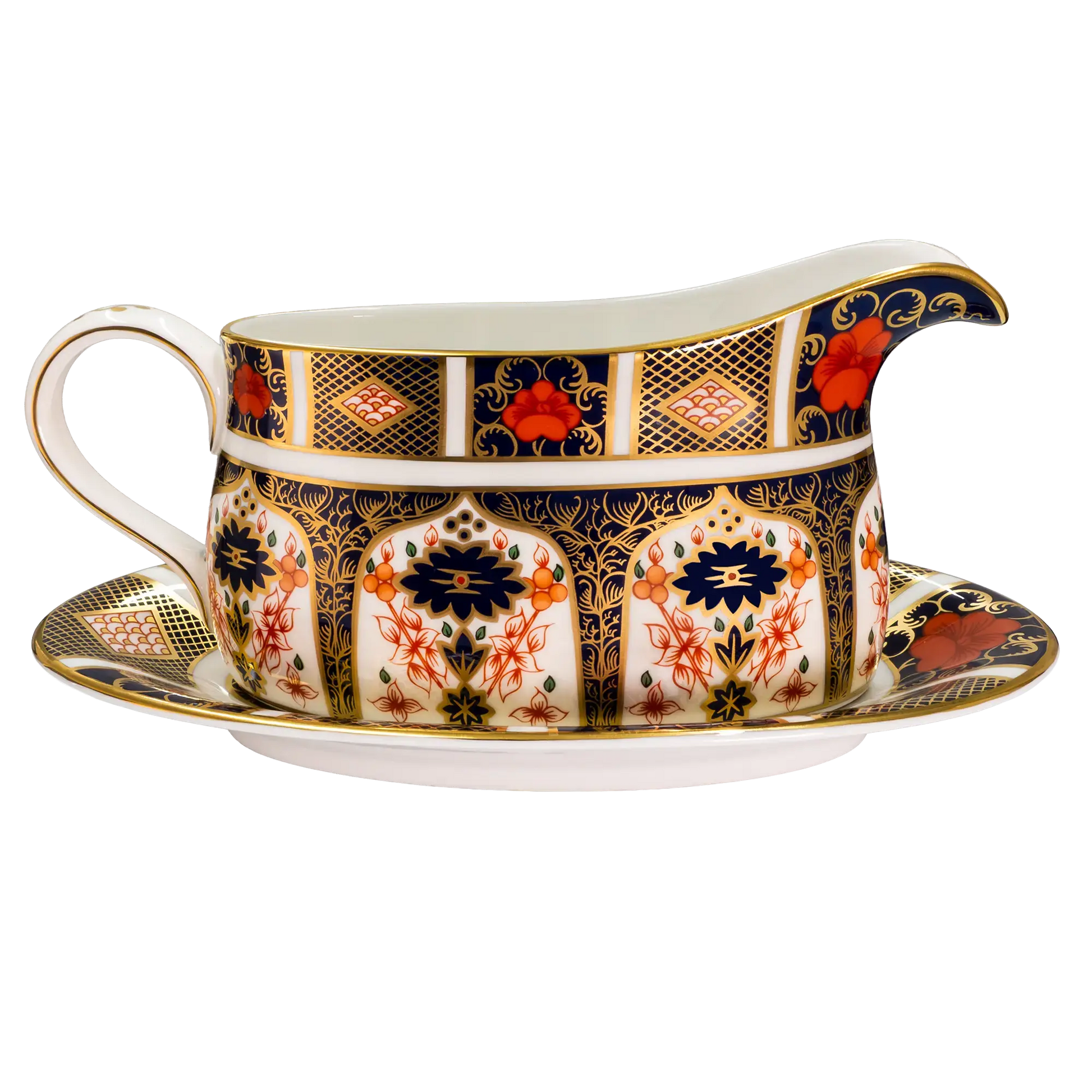 Royal Crown Derby Imari 1128 Gravy Sauce Boat & Stand