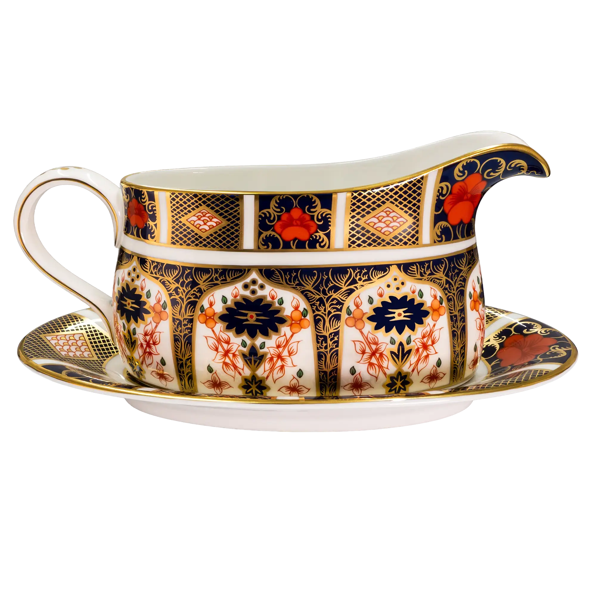Royal Crown Derby Imari 1128 Gravy Sauce Boat & Stand