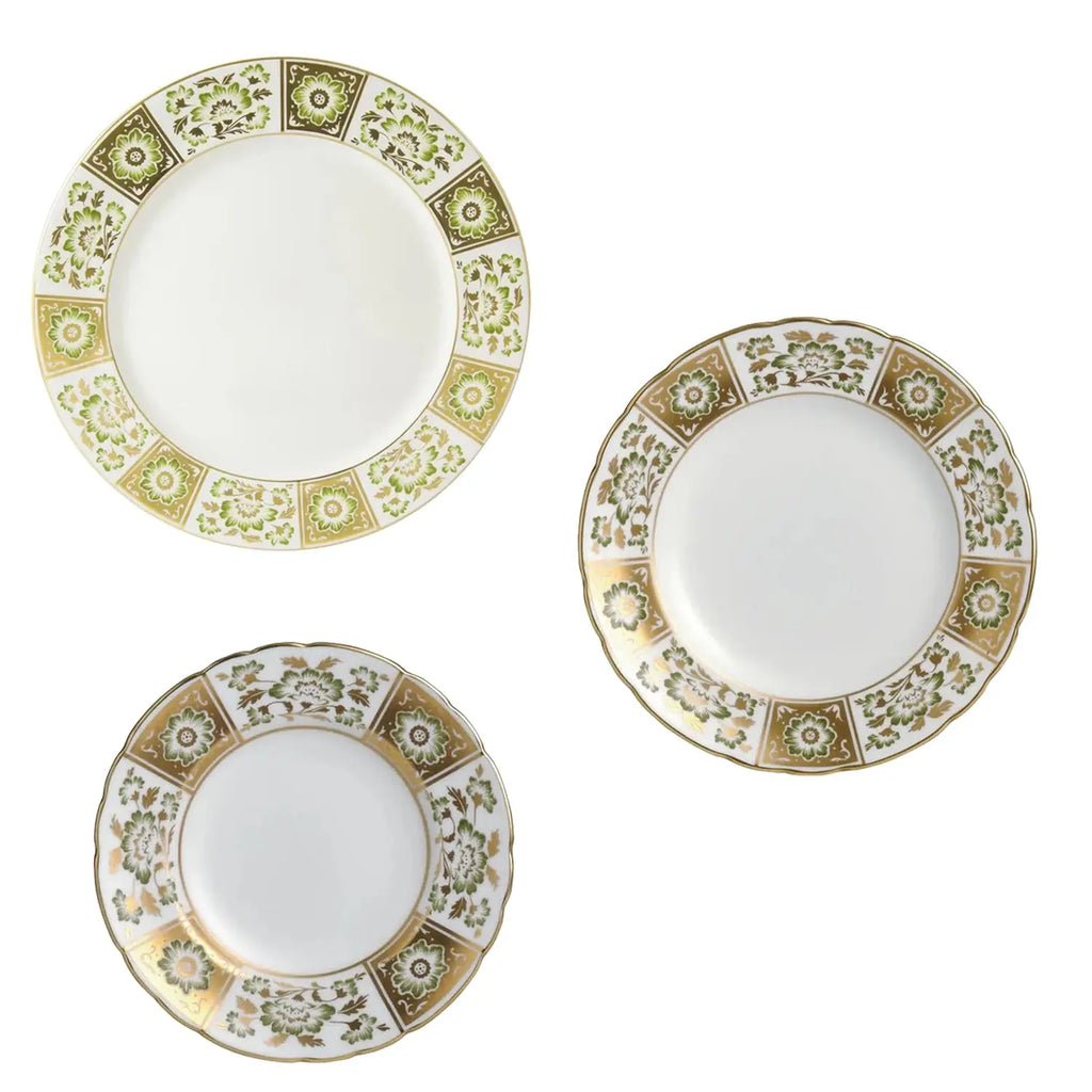 Royal Crown Derby Green Panel 18pc Plate Set Charterwells