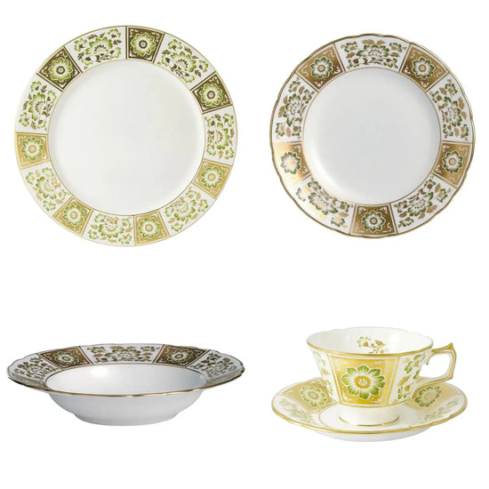 Royal Crown Derby Green Panel 30pc Dinner Set (2) Charterwells