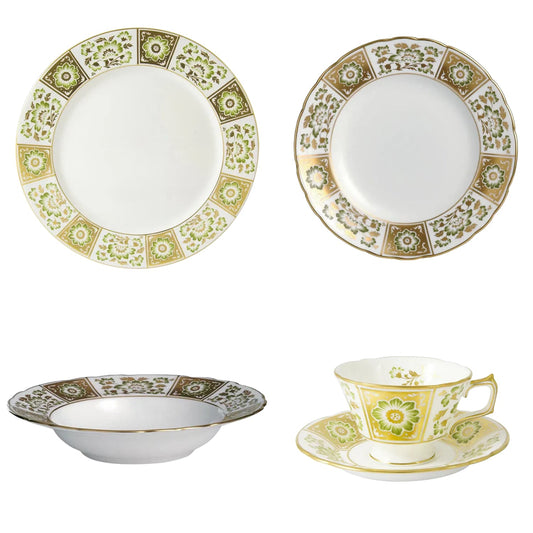 Royal Crown Derby Green Panel 30pc Dinner Set (2) Charterwells