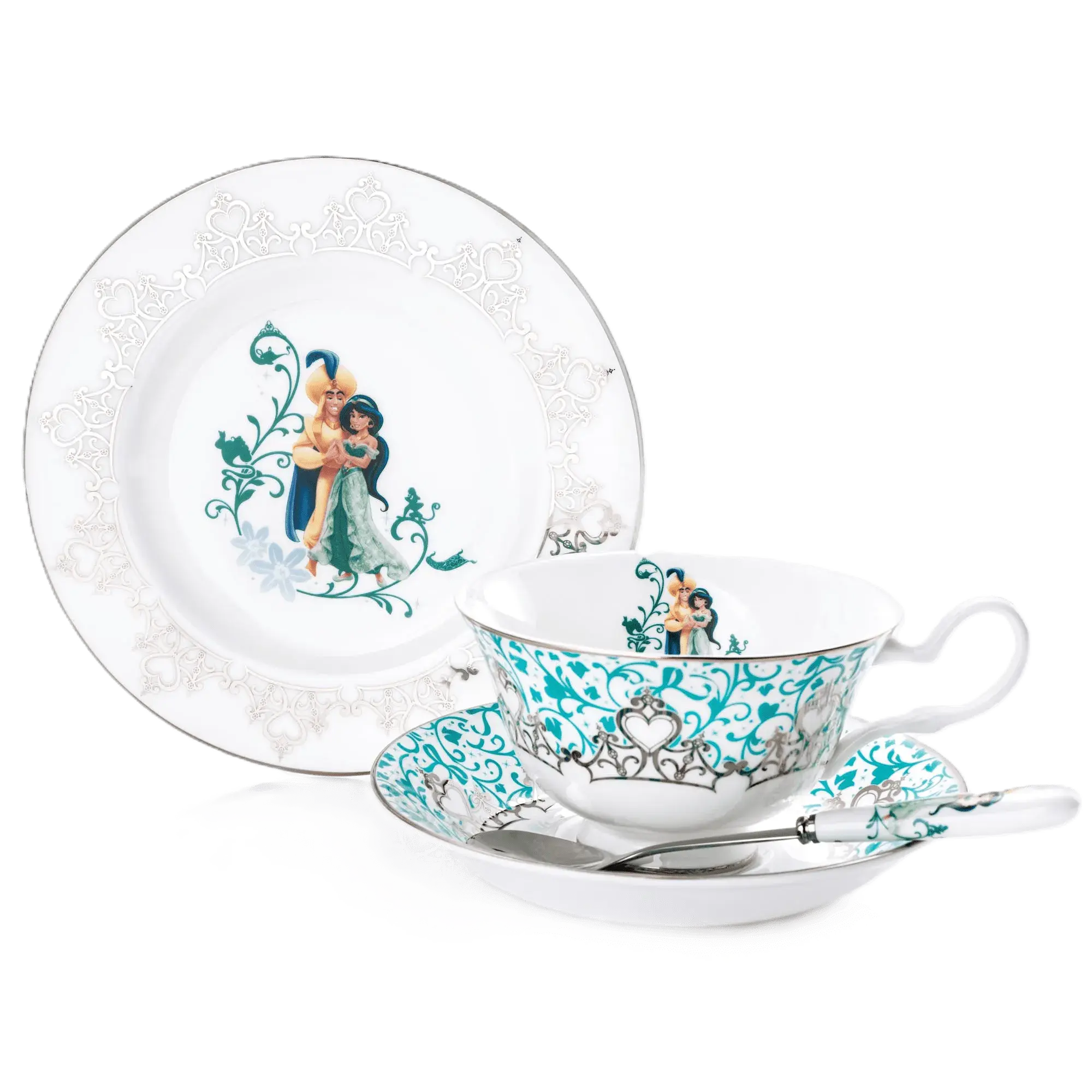 english ladies disney aladdin jasmine wedding 3pc tea set - Charterwells