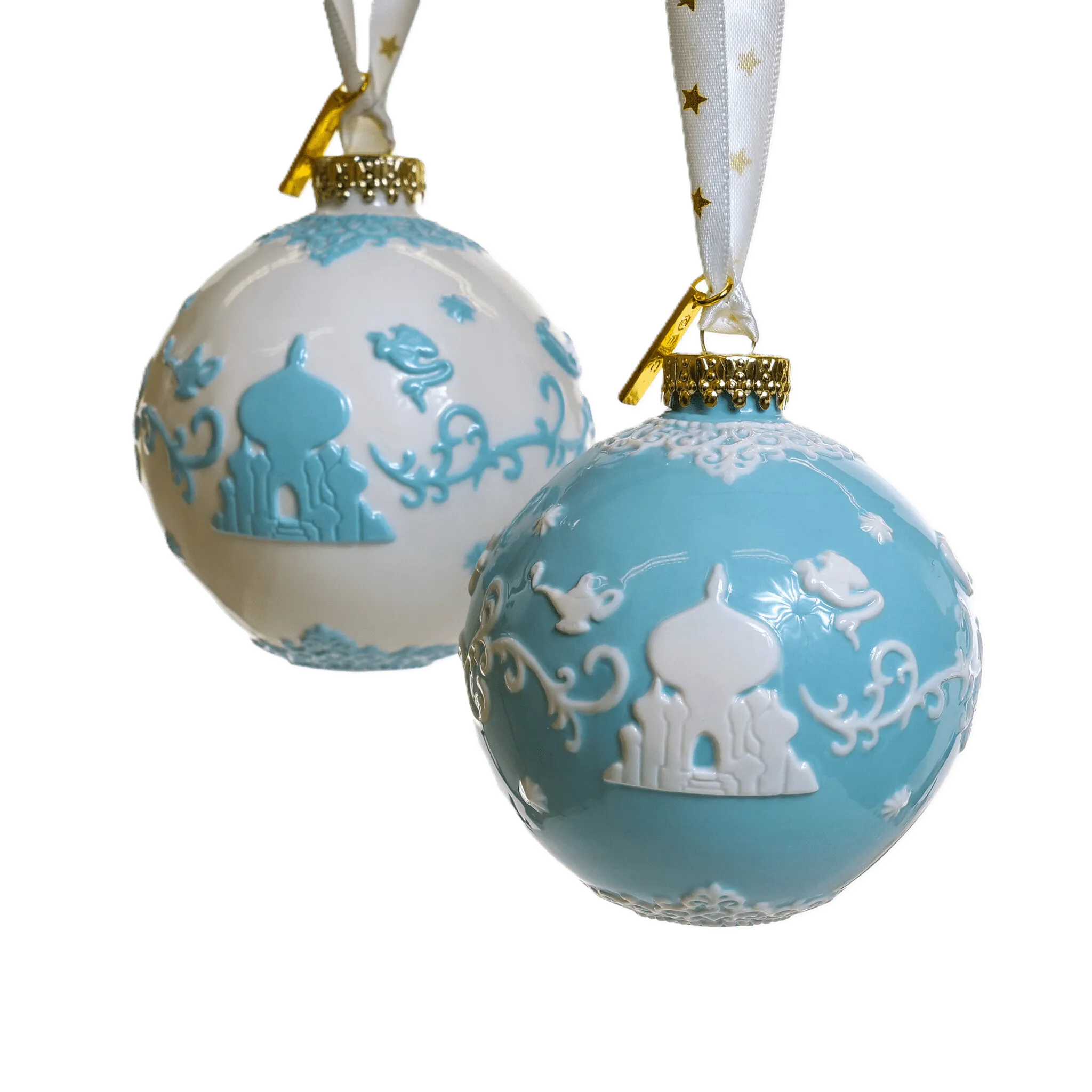 english ladies disney aladdin princess jasmine christmas tree baubles x 2 - Charterwells