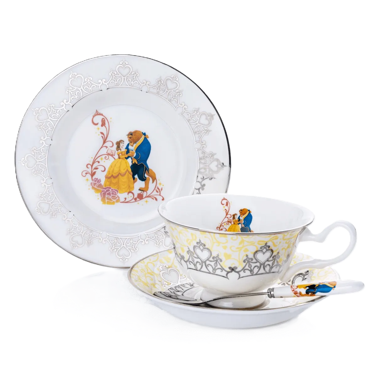 English Ladies Disney Beauty & the Beast Wedding 3pc Tea Set