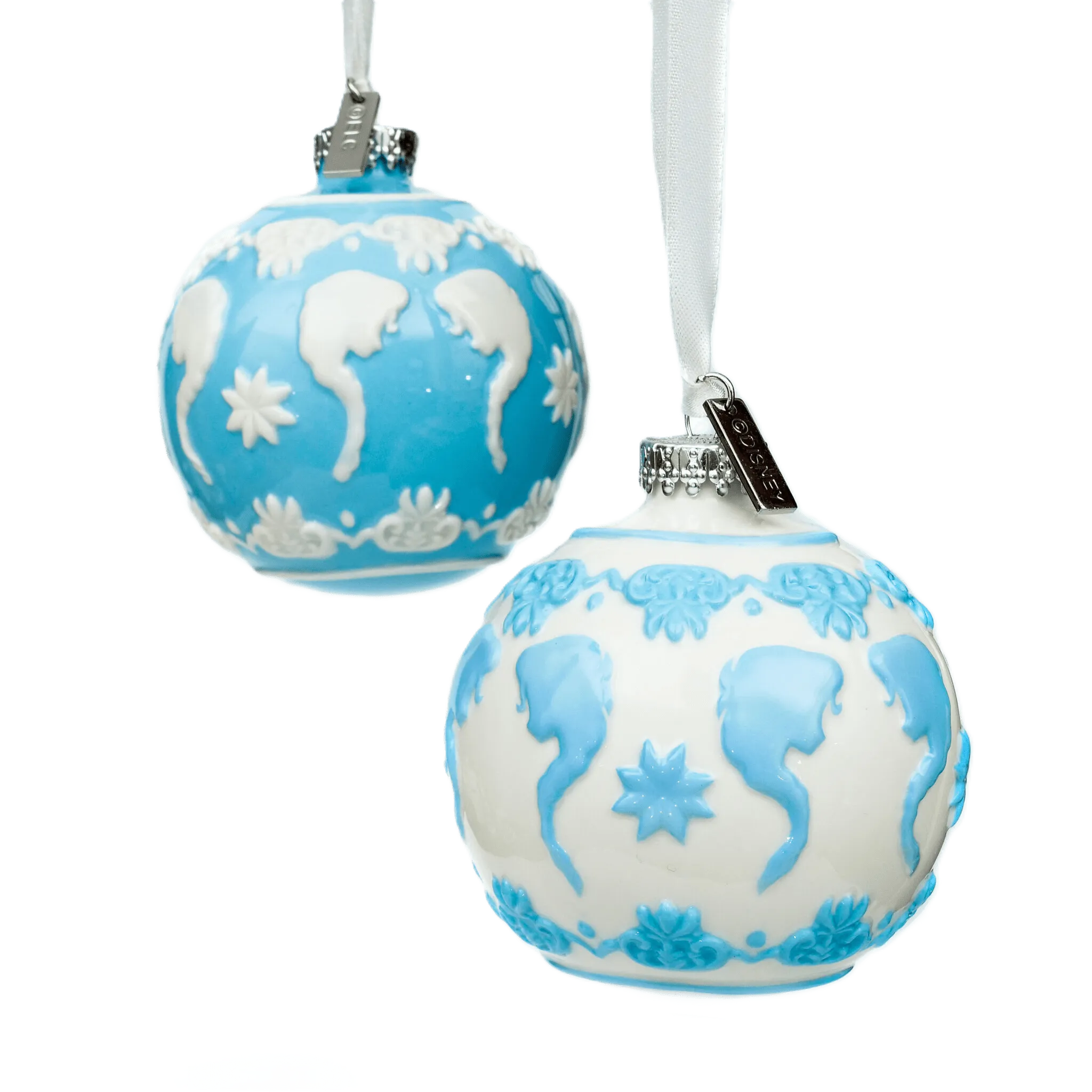 english ladies disney frozen elsa christmas tree baubles ornaments x 2 - Charterwells