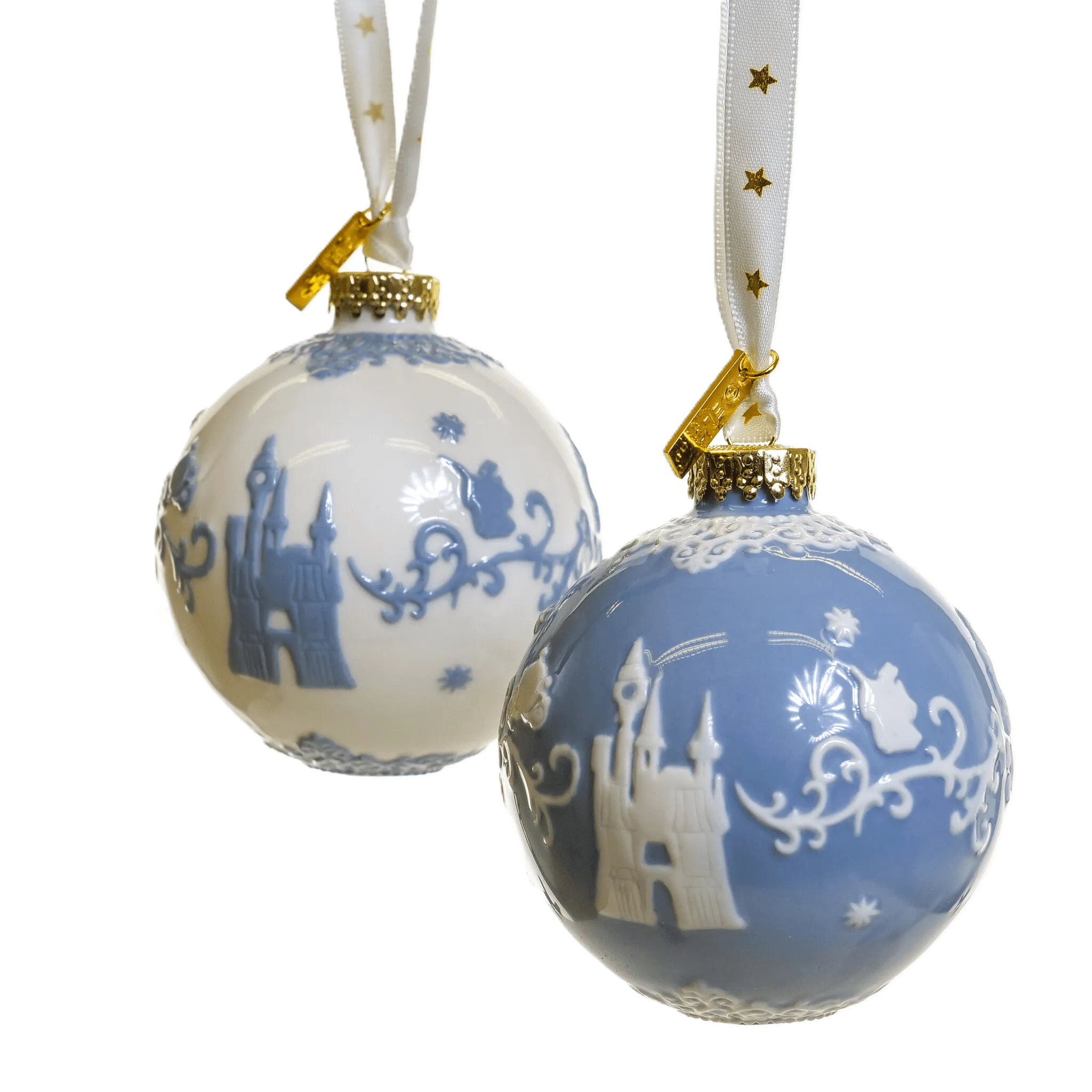 english ladies disney princess cinderella christmas tree baubles x 2 - Charterwells