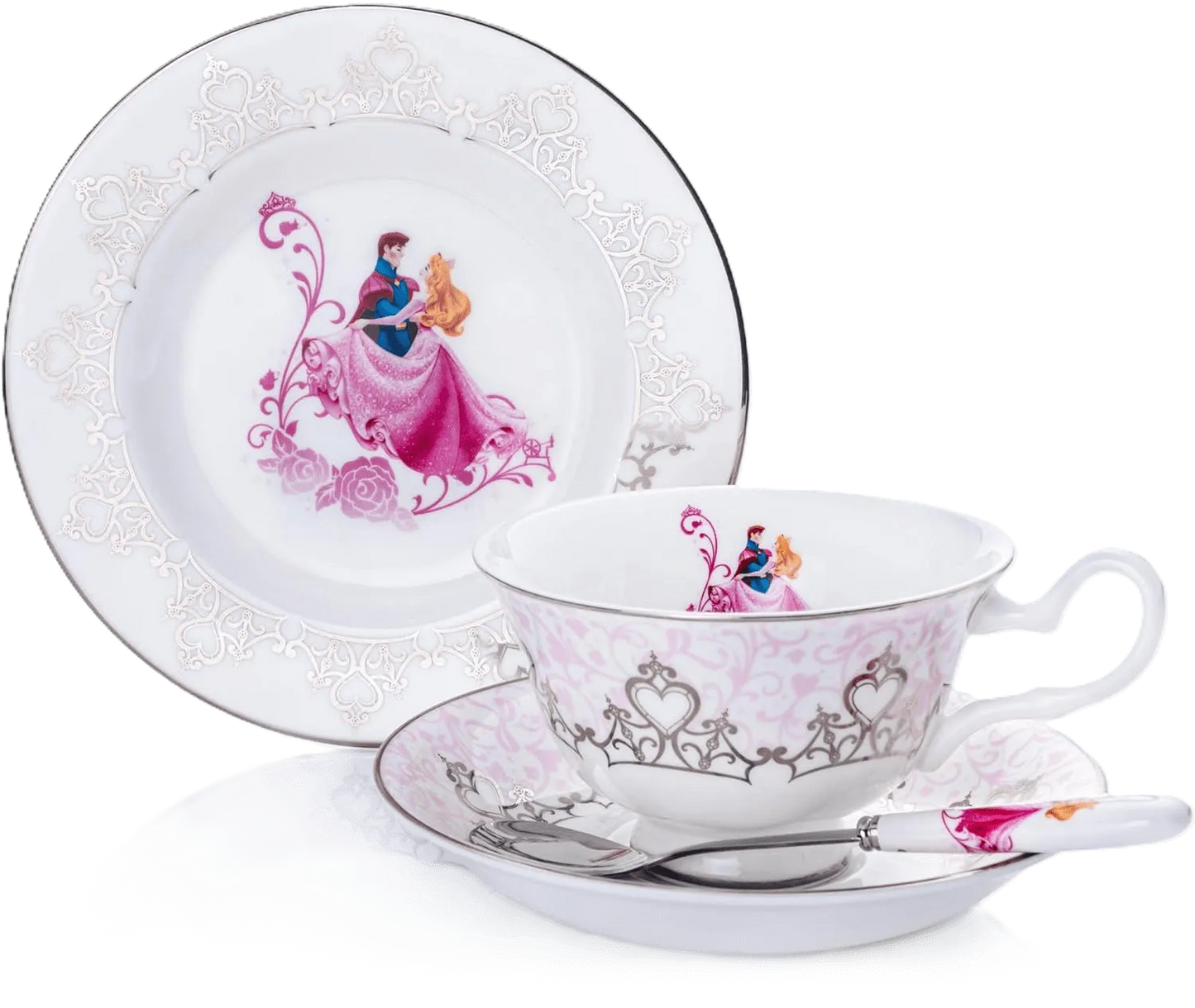 English Ladies Disney Sleeping Beauty Wedding 3pc Tea Set