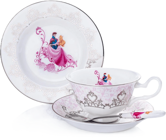 English Ladies Disney Sleeping Beauty Wedding 3pc Tea Set