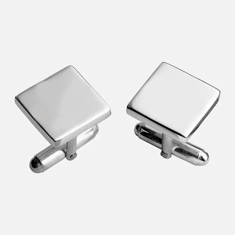 plain square sterling silver cufflinks - Charterwells