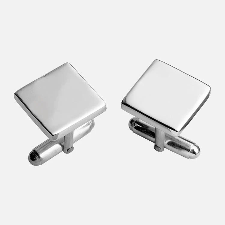 Plain Square Sterling Silver Cufflinks