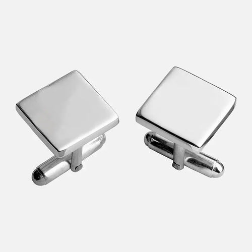 plain square sterling silver cufflinks - Charterwells