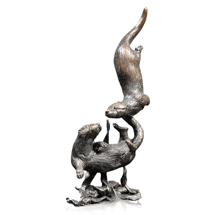 richard cooper bronze animals collection otter pair playing figurine - Charterwells