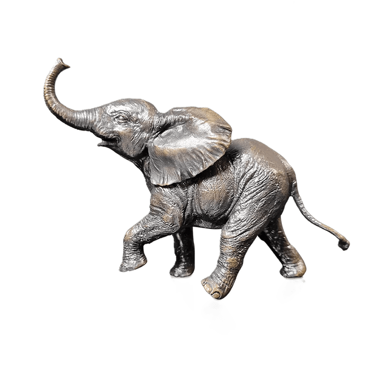 Richard Cooper Bronze Baby Elephant Running Figurine