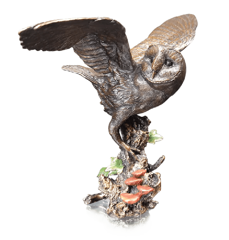 Richard Cooper Bronze Birds Collection Barn Owl with Ivy Figurine