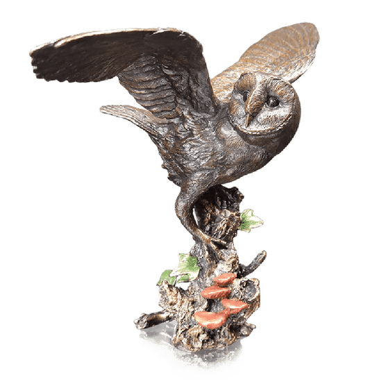 Richard Cooper Bronze Birds Collection Barn Owl with Ivy Figurine