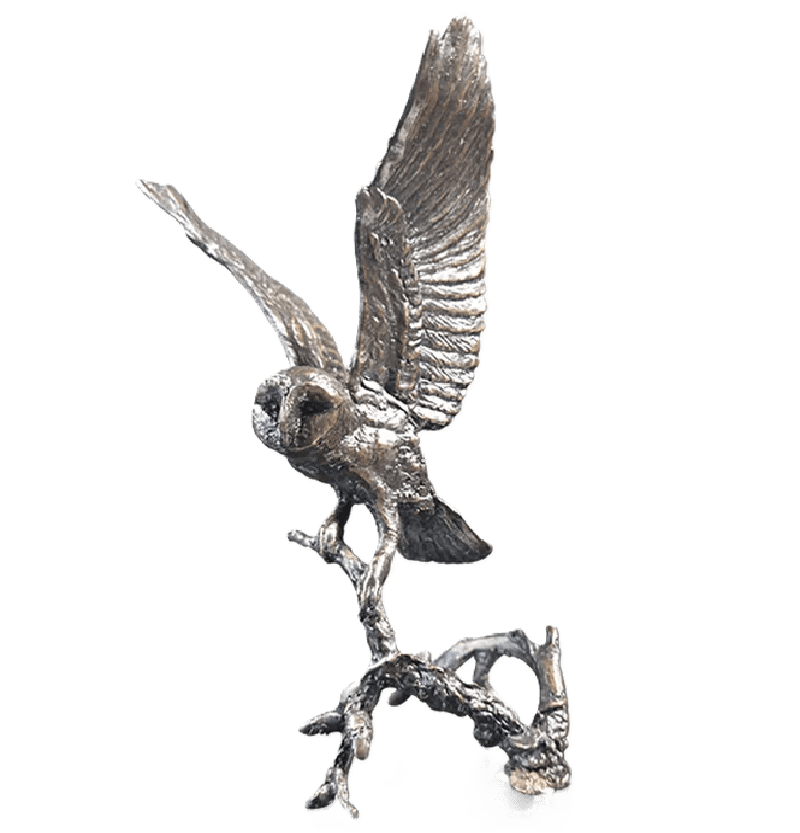 Richard Cooper Bronze Birds Collection Barn Owl with Pinecones