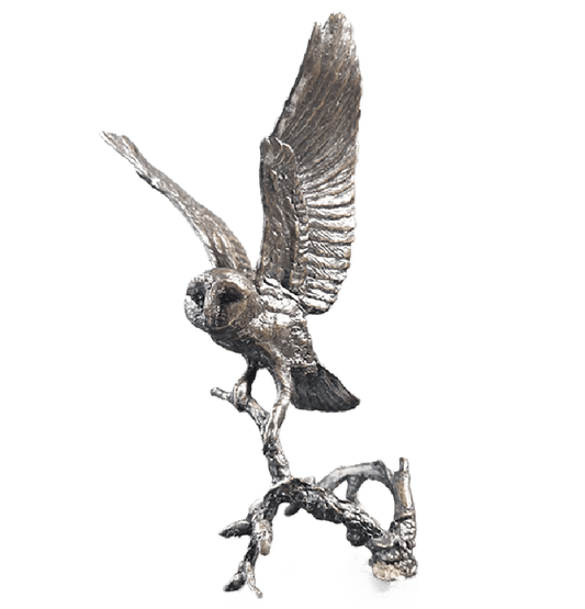 Richard Cooper Bronze Birds Collection Barn Owl with Pinecones