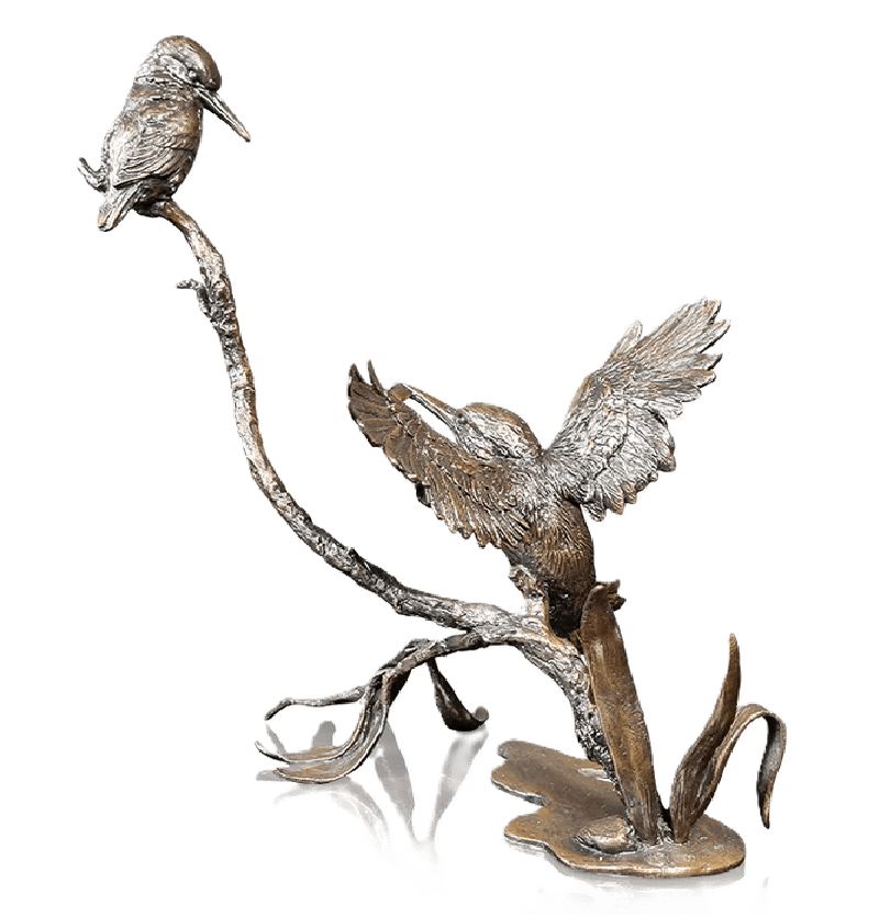 Richard Cooper Bronze Birds Collection Prized Catch-Kingfisher Pair Figurine