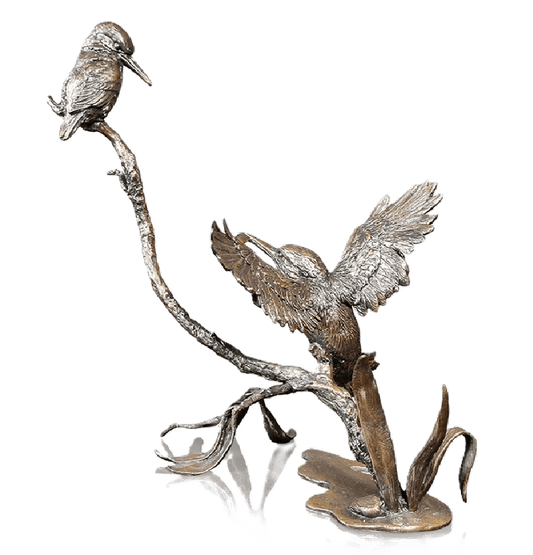 Richard Cooper Bronze Birds Collection Prized Catch-Kingfisher Pair Figurine