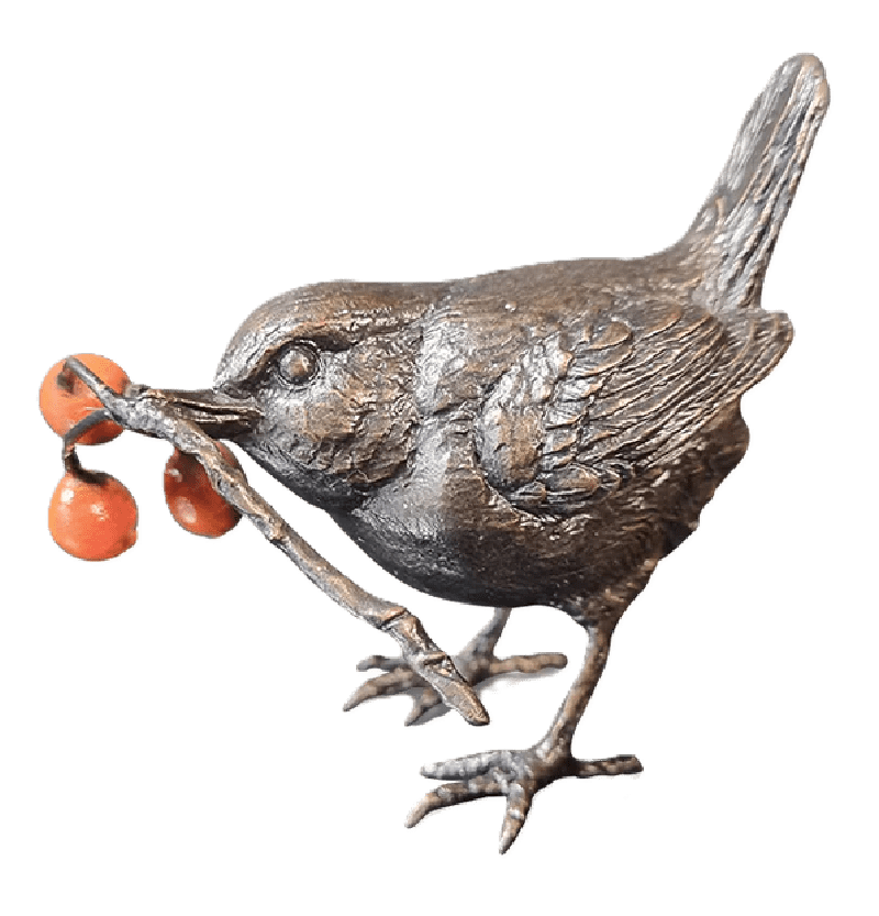 Richard Cooper Bronze Birds Collection Wren with Berries Figurine