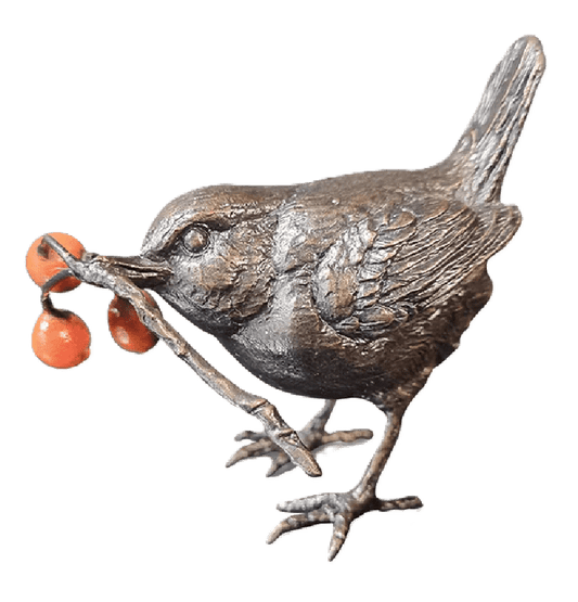 Richard Cooper Bronze Birds Collection Wren with Berries Figurine