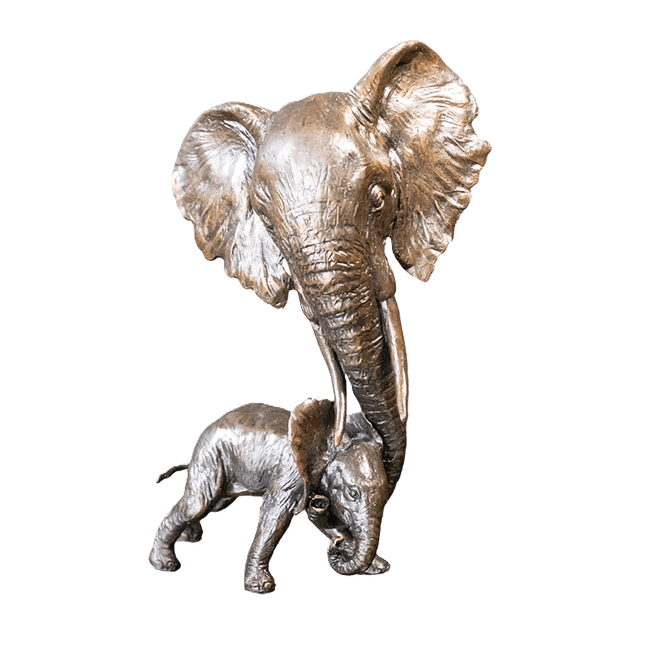 richard cooper bronze elephant mother calf figurine - Charterwells