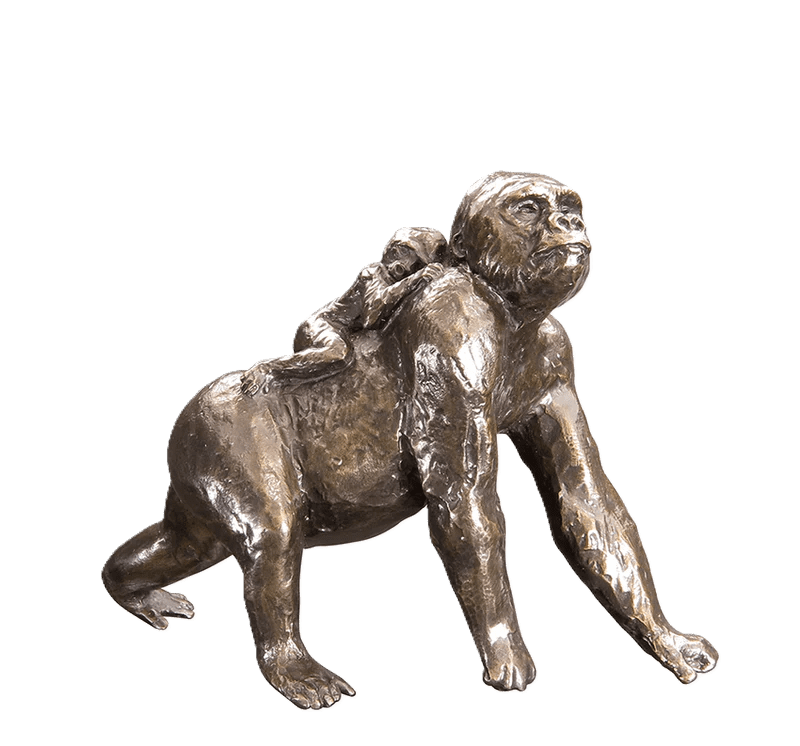 richard cooper bronze gorilla with baby figurine - Charterwells