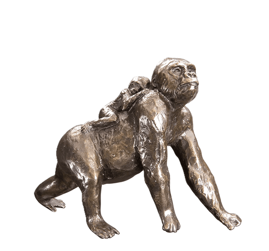 richard cooper bronze gorilla with baby figurine - Charterwells