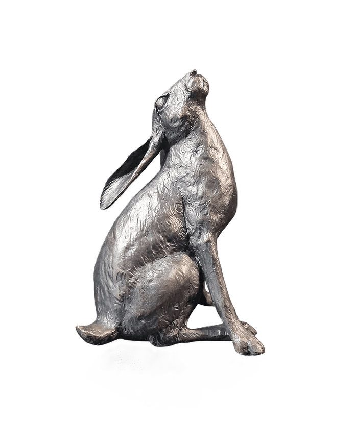 Richard Cooper Bronze Hares Collection Medium Hare Moon Gazing Figurine