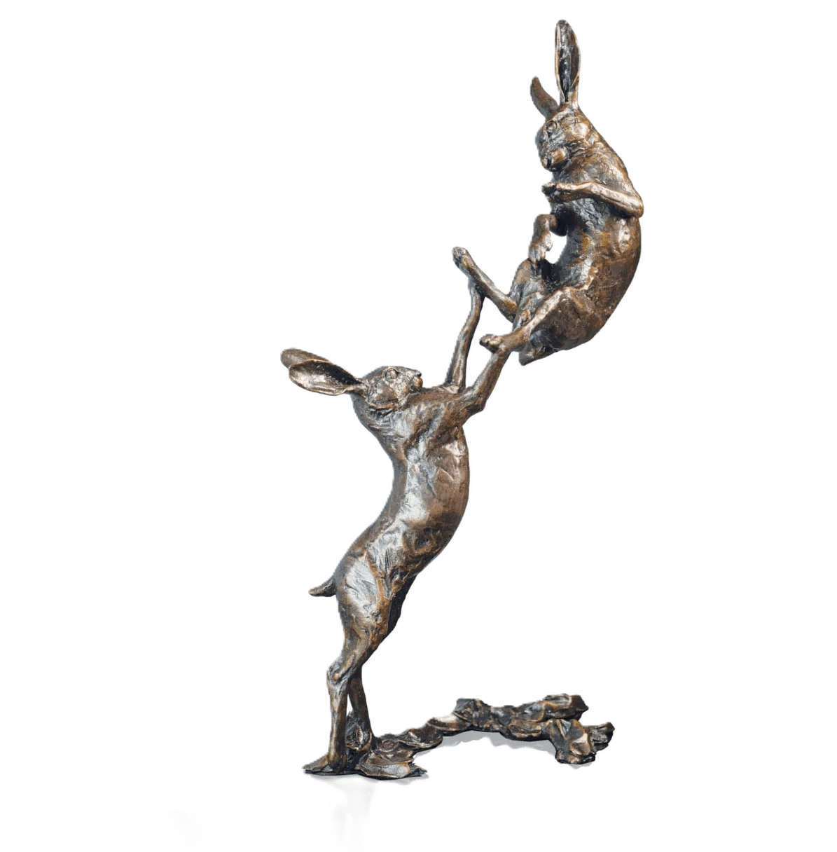 richard cooper bronze hares collection medium hares boxing figurine - Charterwells