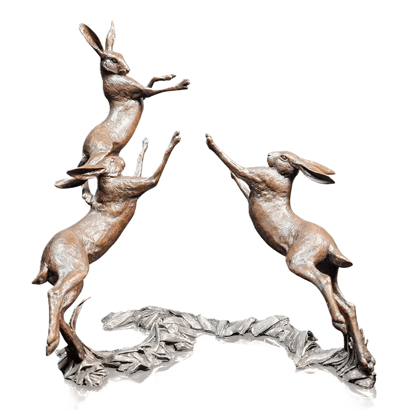 Richard Cooper Bronze Hares Collection Moon Dance Figurine