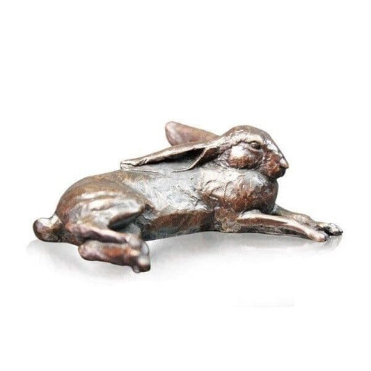 Richard Cooper Bronze Hares Collection Small Hare Lying Figurine