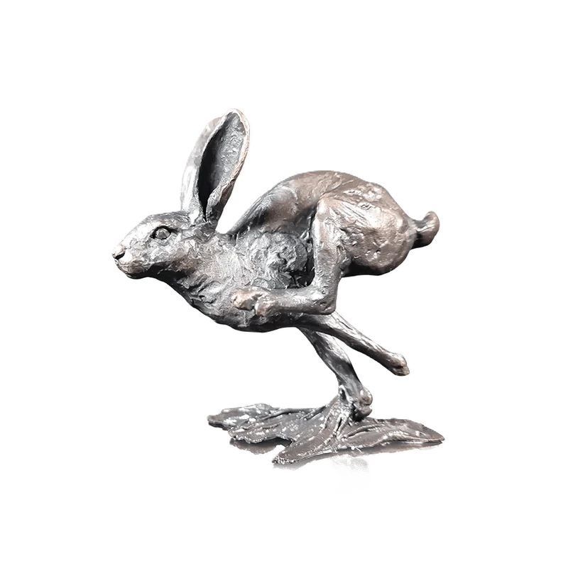 richard cooper bronze hares collection small hare running figurine - Charterwells