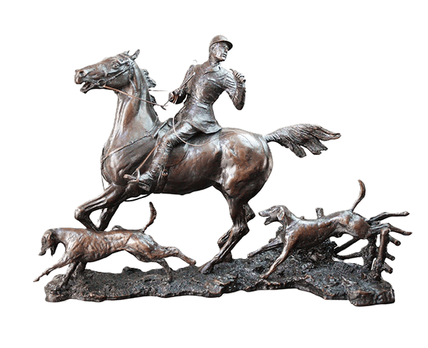 Richard Cooper Bronze Horses Collection Doubling the Horn Figurine