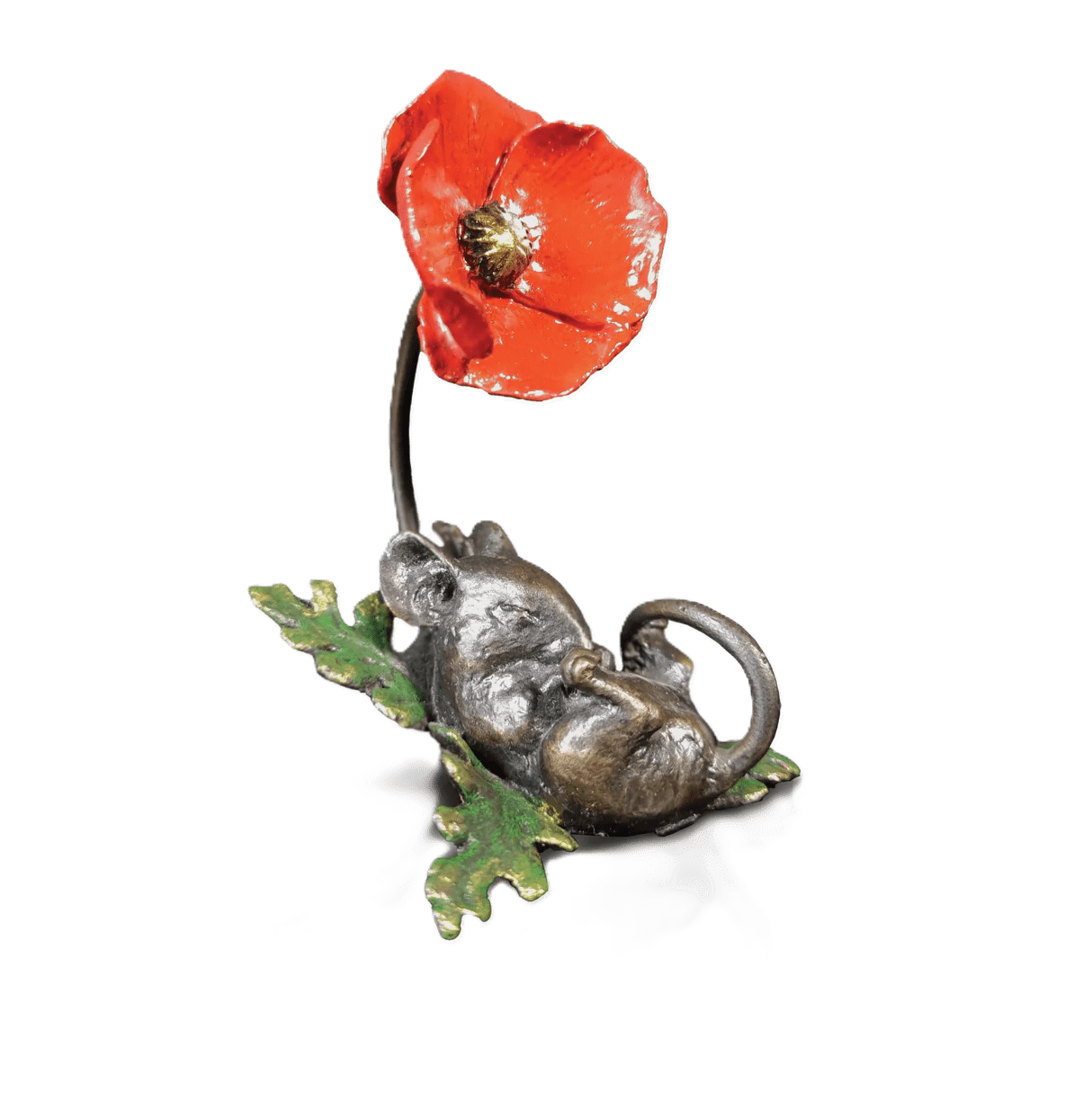 Richard Cooper Bronze Mice Collection Mouse Asleep with Poppy Figurine