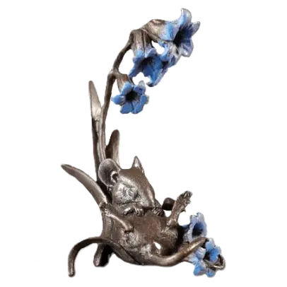 richard cooper bronze mice collection mouse with bluebells figurine - Charterwells