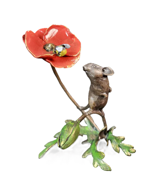 Richard Cooper Bronze Mice Collection Mouse with Honey Bee Figurine