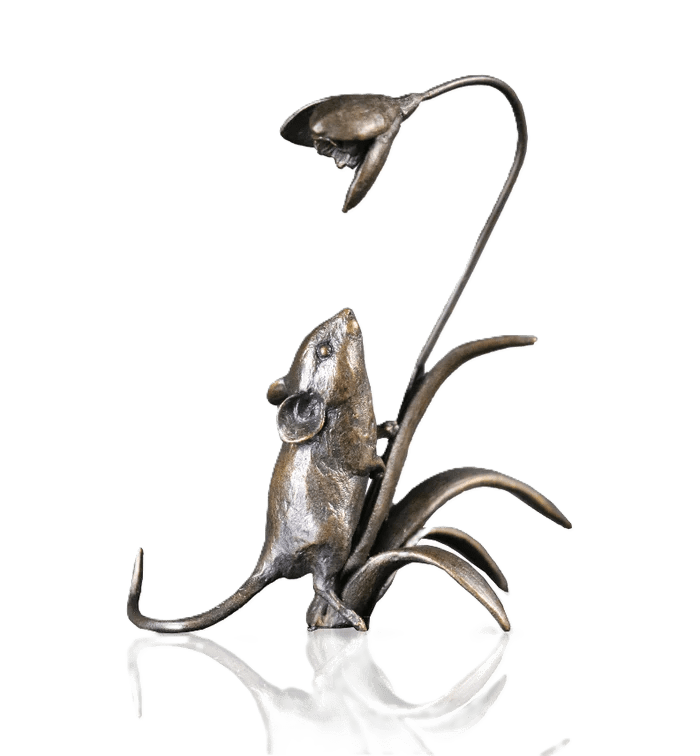 Richard Cooper Bronze Mice Collection Mouse with Snowdrops Figurine