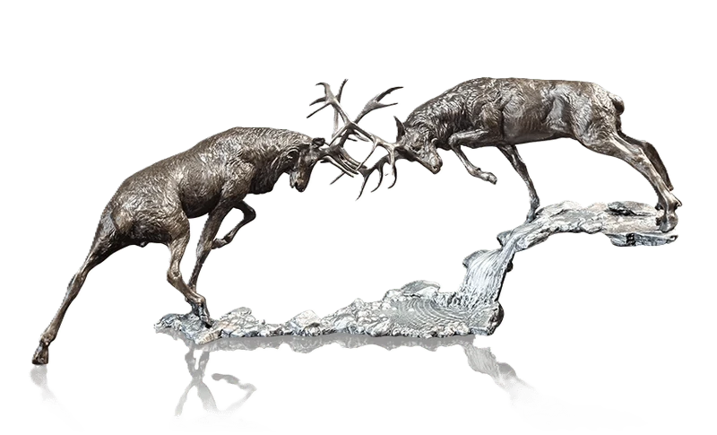 richard cooper bronze stags collection dawn duel rutting stags figurine - Charterwells