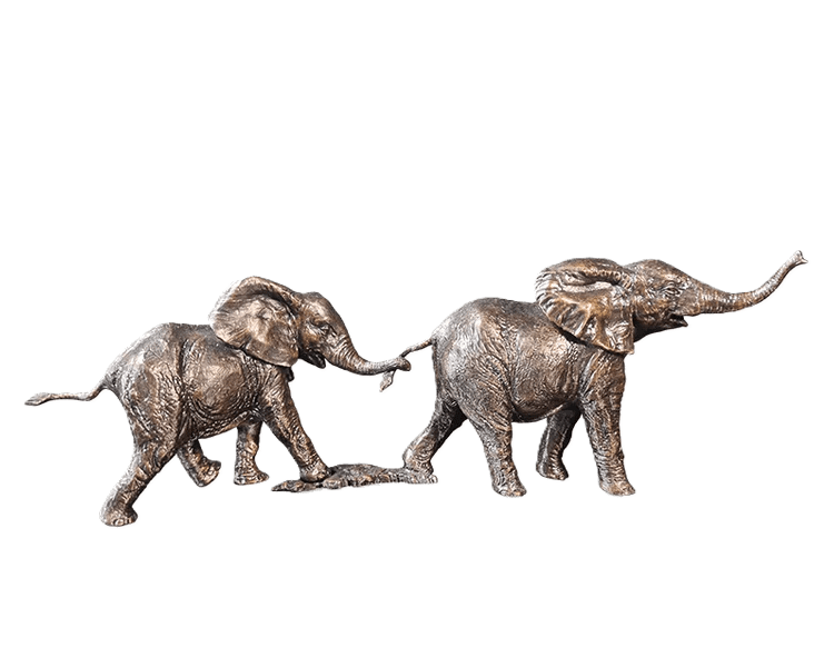 richard cooper bronze wildlife collection follow the leader elephant figurine - Charterwells