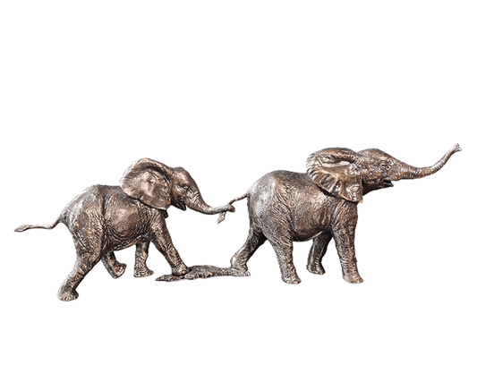 richard cooper bronze wildlife collection follow the leader elephant figurine - Charterwells