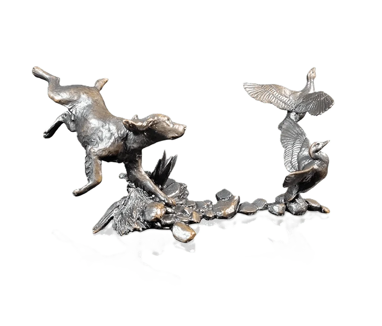 richard cooper limited edition bronze cocker spaniel with mallards figurine - Charterwells