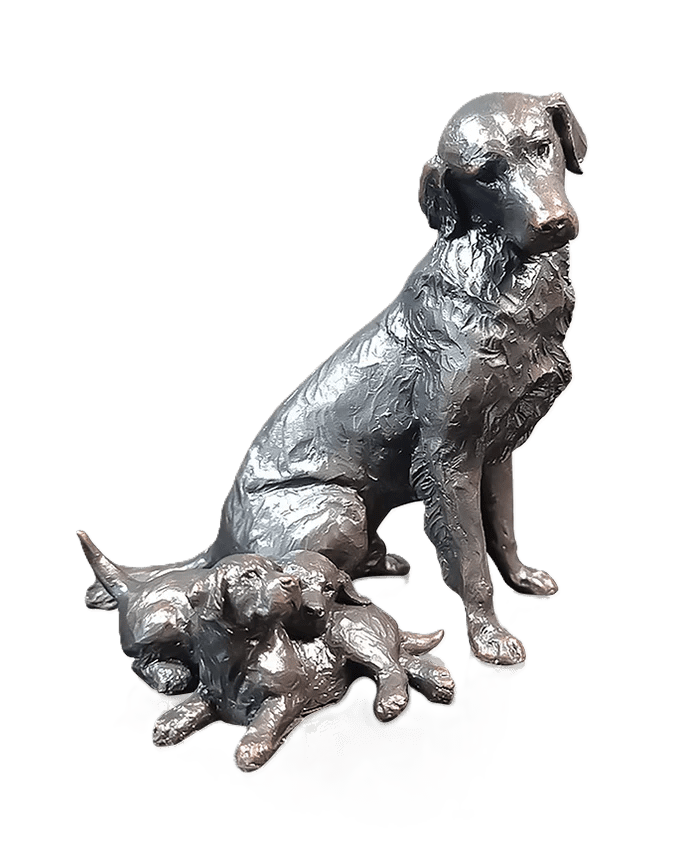 Richard Cooper Limited Edition Bronze Retriever with Puppies Figurine