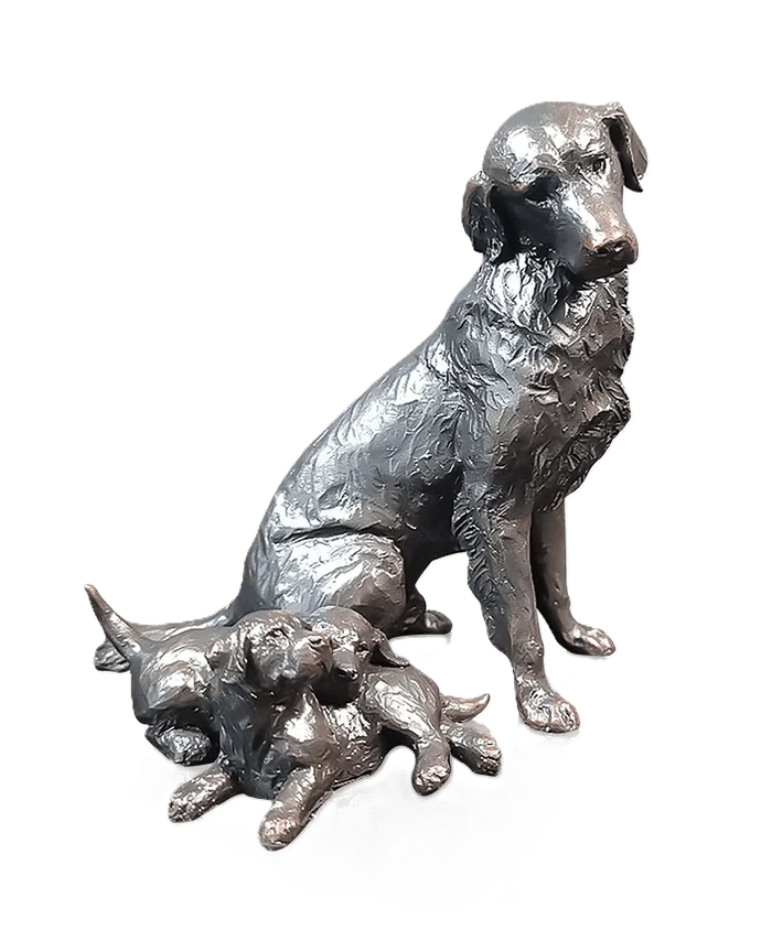 richard cooper limited edition bronze retriever with puppies figurine - Charterwells
